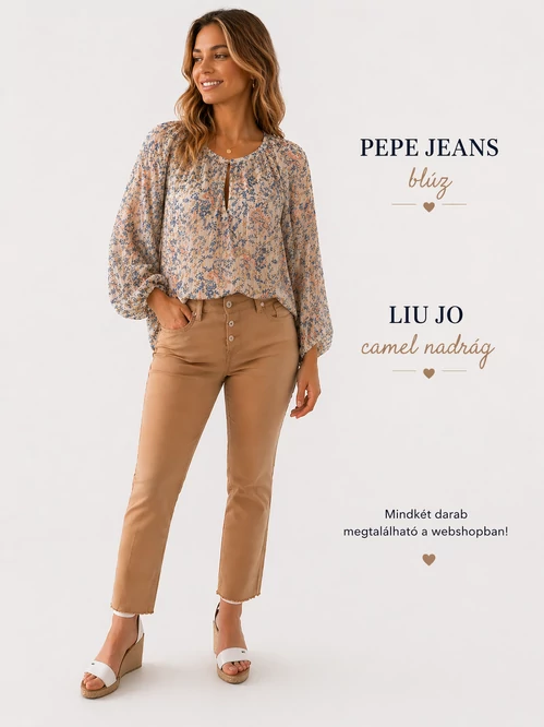 Pepe Jeans mintás női blúz – könnyed, arany szálas, L-es méret