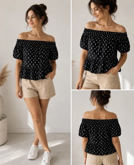 Superdry Vintage Off Shoulder Woven Top - M