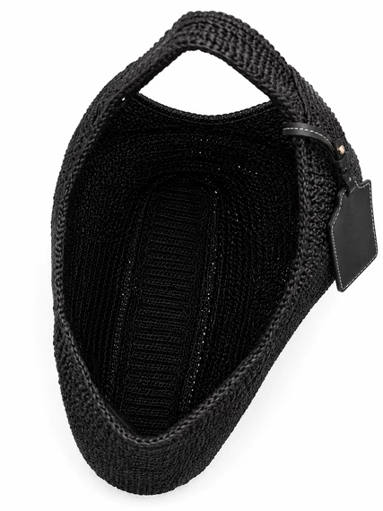 Tommy Hilfiger Raffia Hobo fekete fonott válltáska