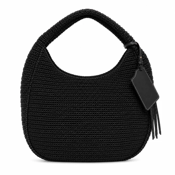 Tommy Hilfiger Raffia Hobo fekete fonott válltáska
