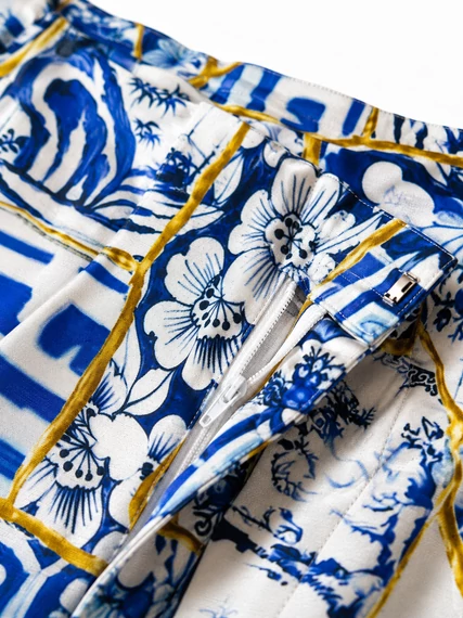 Desigual Azure Mosaic Skinny Nadrág
