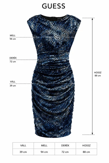 Guess Midnight Blue Leopard Bársony Ruha
