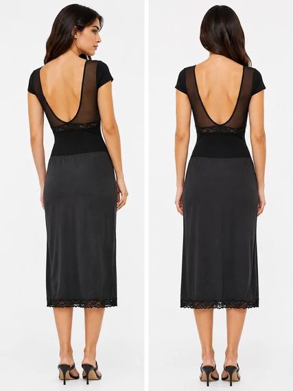 Vero Moda Rasmine csipkebetétes midi szoknya