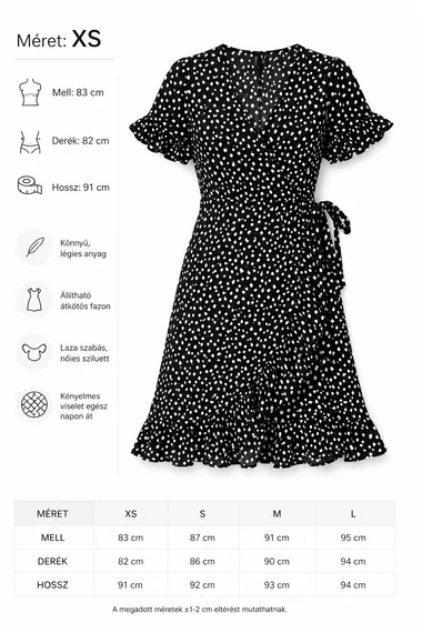 Vero Moda HENNA pöttyös átkötős ruha - fekete/fehér