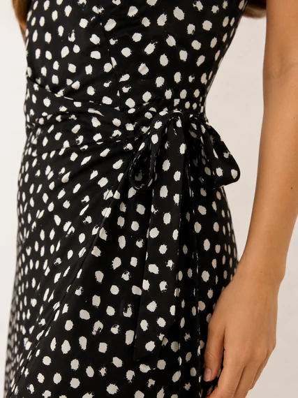 Vero Moda HENNA pöttyös átkötős ruha - fekete/fehér