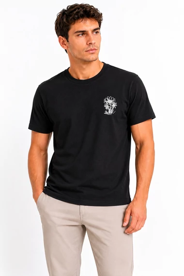 Jack & Jones Premium Floral Black Wide Fit férfi póló 