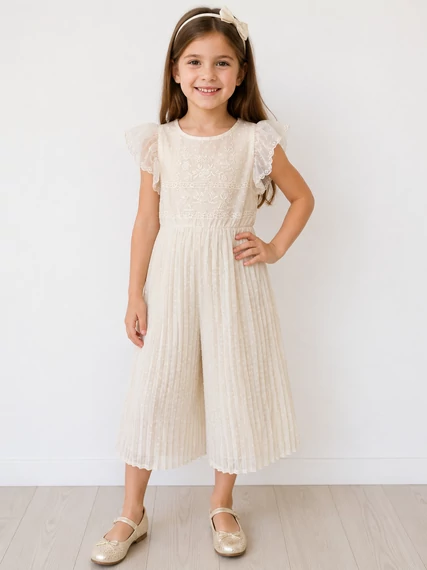 Mayoral pliszírozott alkalmi overál - Ivory Elegance