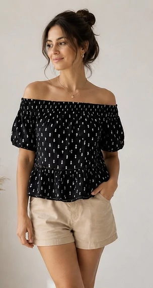 Superdry Vintage Off Shoulder Woven Top - M