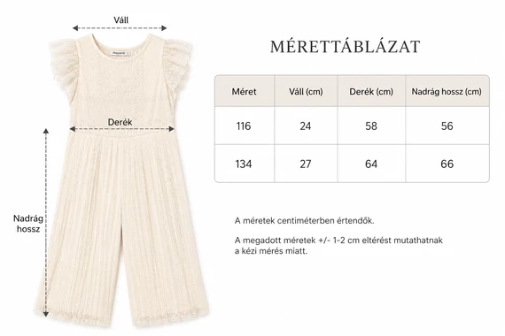 Mayoral pliszírozott alkalmi overál - Ivory Elegance