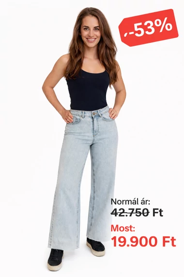 Desigual világoskék wide leg farmer (36)- magas derekú