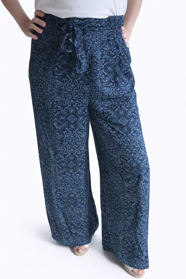 Pepe Jeans mintás, könnyed nyári nadrág - magas derekú, bő szárú - XS -