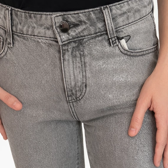 Guess csillogó szürke wide leg farmer - W27 - L34  - magas derekú, palazzo fazon