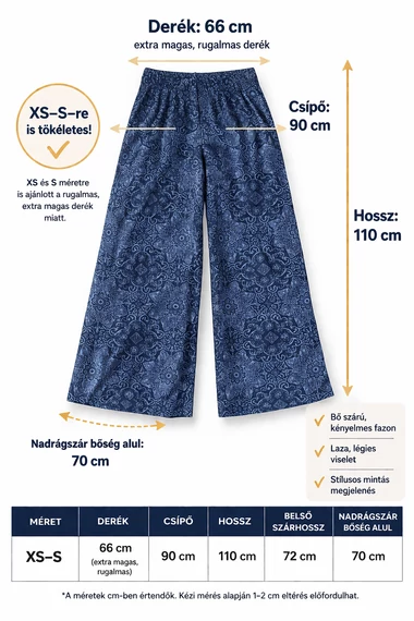 Pepe Jeans mintás, könnyed nyári nadrág - magas derekú, bő szárú - XS -