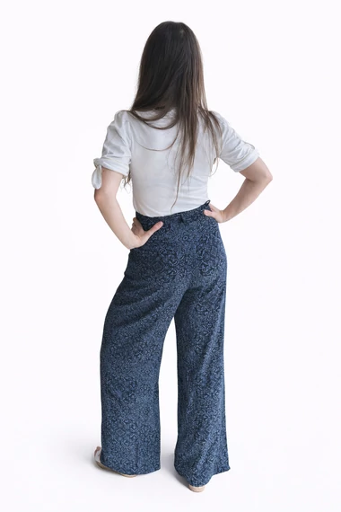 Pepe Jeans mintás, könnyed nyári nadrág - magas derekú, bő szárú - XS -