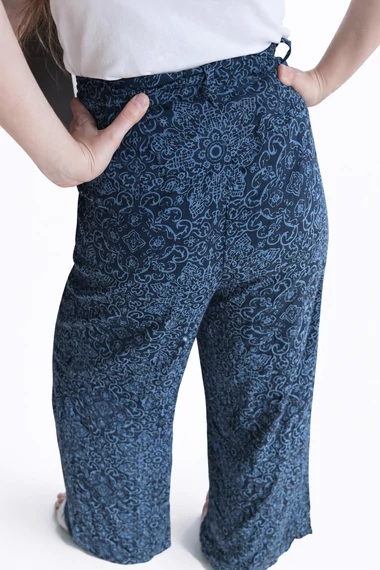 Pepe Jeans mintás, könnyed nyári nadrág - magas derekú, bő szárú - XS -