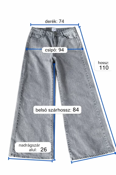 Guess csillogó szürke wide leg farmer - W27 - L34  - magas derekú, palazzo fazon