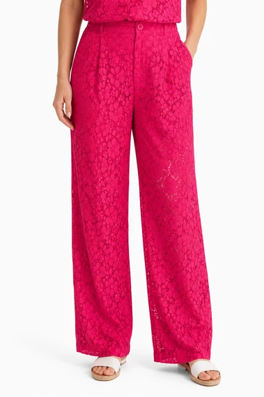 Desigual pink csipke wide leg nadrág - magas derekú - L