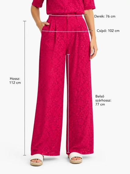Desigual pink csipke wide leg nadrág - magas derekú - L