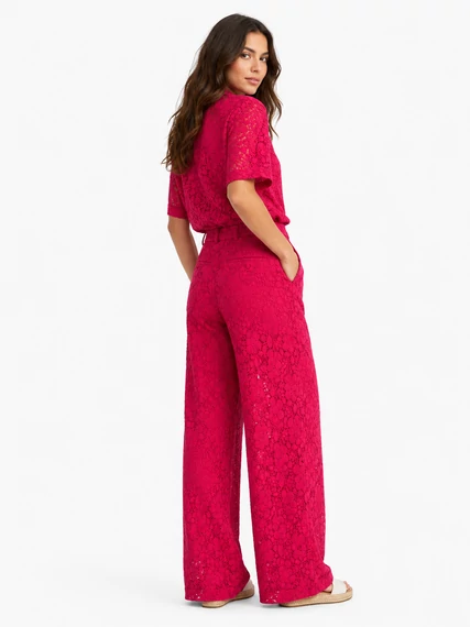 Desigual pink csipke wide leg nadrág - magas derekú - L