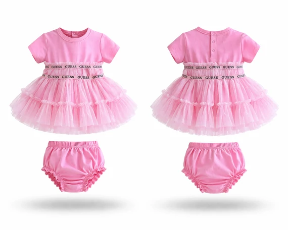 Guess baby pink tüll ruha szett  (ruha + bugyi) 3/6 hó (Bolti ár: 30.000 Ft)