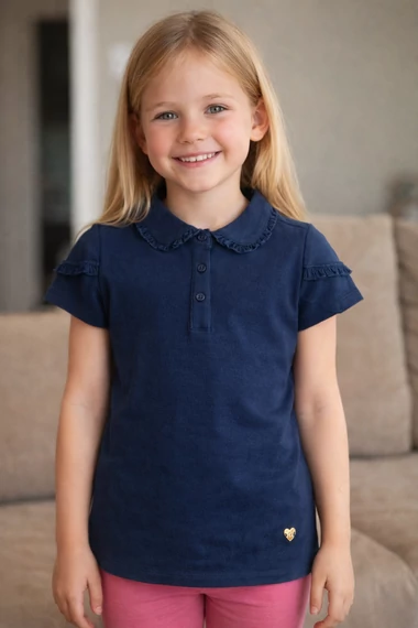 Original Marines kislány galléros póló - sötétkék - 7y -