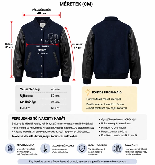 Pepe Jeans női varsity kabát - S- Bolti ár: 65.625 Ft