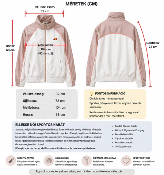 Ellesse női sportos átmeneti kabát M-es Bolti ár: 27.990 Ft