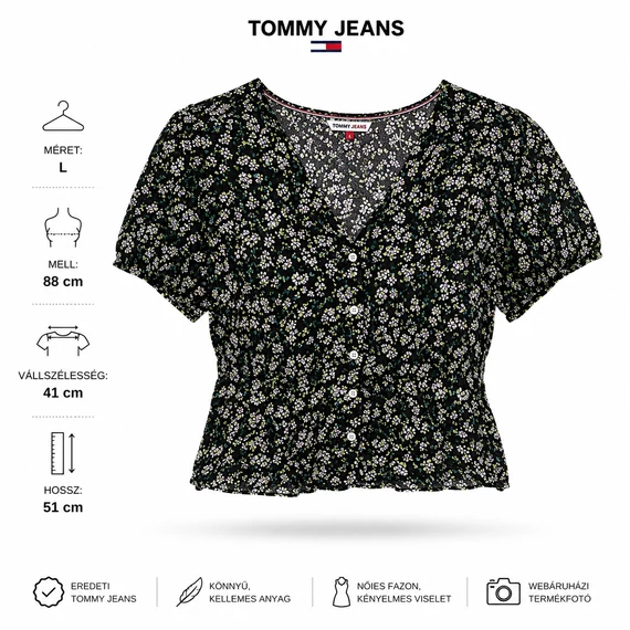 Tommy Jeans virágmintás női blúz - fekete - L
