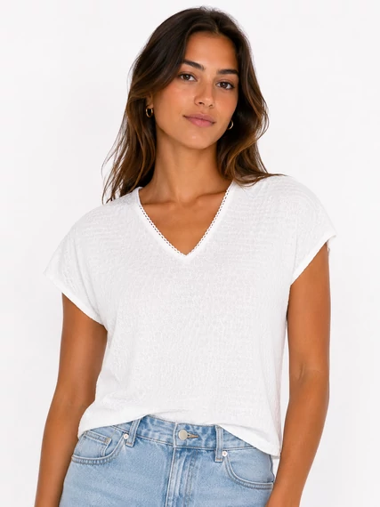 ONLY Filippa fehér V-nyakú felső
