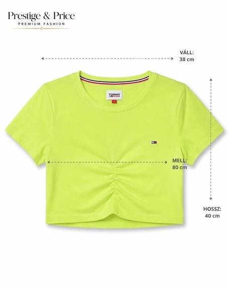 Tommy Jeans neonzöld ráncolt crop póló