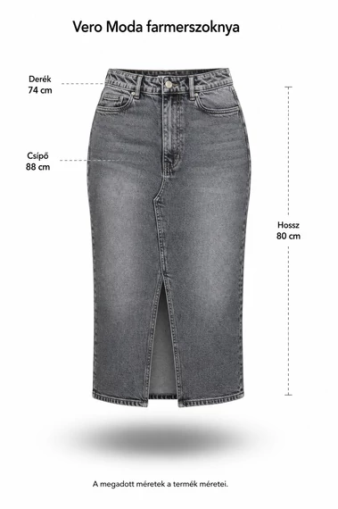 Vero Moda szürke farmerszoknya hasítékkal -M