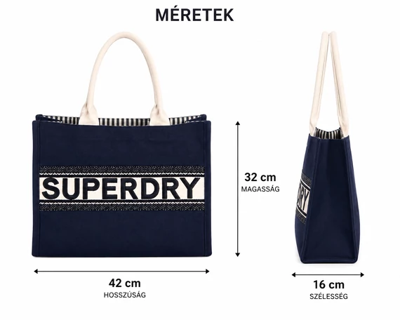 Superdry Shopper Tote táska – navy/krém