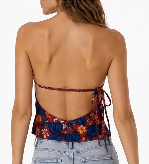 Tommy Jeans női trópusi mintás pántos top