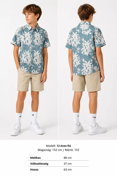 Tom Tailor Palm Breeze fiú ing - türkiz pálmaleveles mintával  -152
