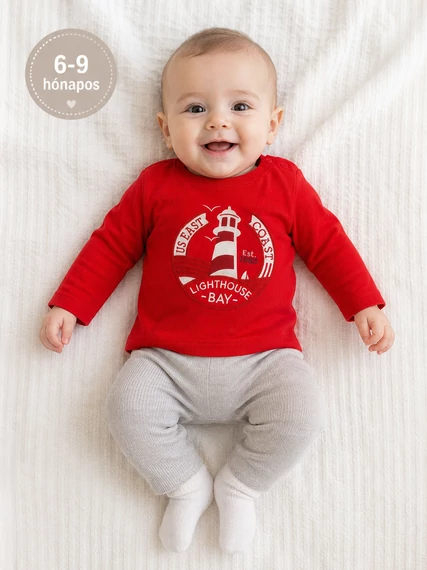 Original Marines világítótorony mintás baba feslő - piros (6-9 hó)