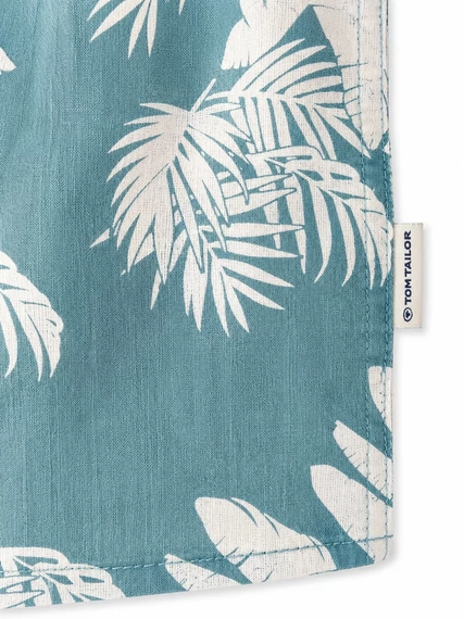 Tom Tailor Palm Breeze fiú ing - türkiz pálmaleveles mintával  -152