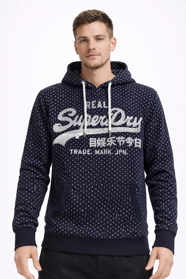 Superdry férfi pulóver - indigó hatású kapucnis hoodie 