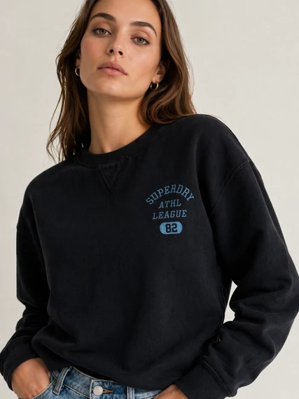 Superdry fekete oversized pulóver - raw hem (nyers vágott alj) - S-