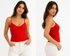Vero Moda Fiery Red Bordázott Pántos Top