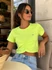 Tommy Jeans neonzöld ráncolt crop póló